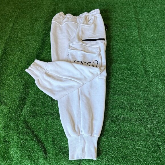 Yuan Wei Chao Du Beige Cargo Pockets Jogger Pants French Terry Patch Unisex M/L - Picture 1 of 14